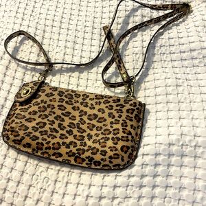 Like New small leopard print wallet size crossbody bag purse